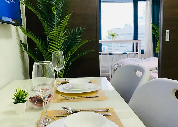 Tropical Chic Escape With Lights View- Modern Scandi Apartment Manila