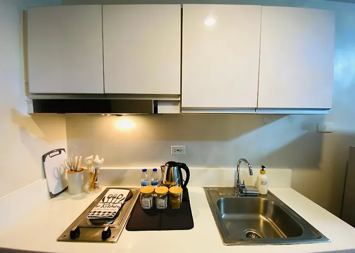 Tropical Chic Escape With Lights View- Modern Scandi Apartment Manila